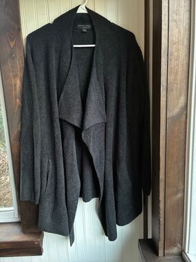 Barefoot Dreams Black Open-Front Draped Cardigan Sweater